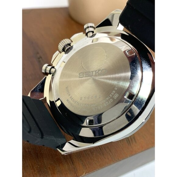 Seiko Men's Watch SSB347 Quartz Chronograph Black Dial Rubber Strap 44mm - Picture 7 of 15